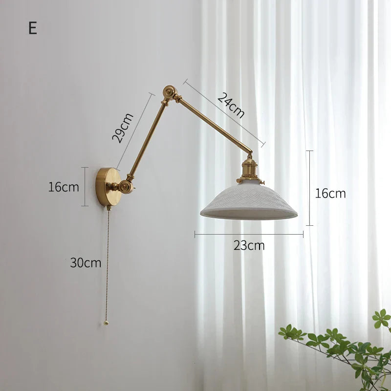 DecorBites™ Copper Swing Arm Wall Lights Sconce Up Down LED Modern Ceramic Lampshade