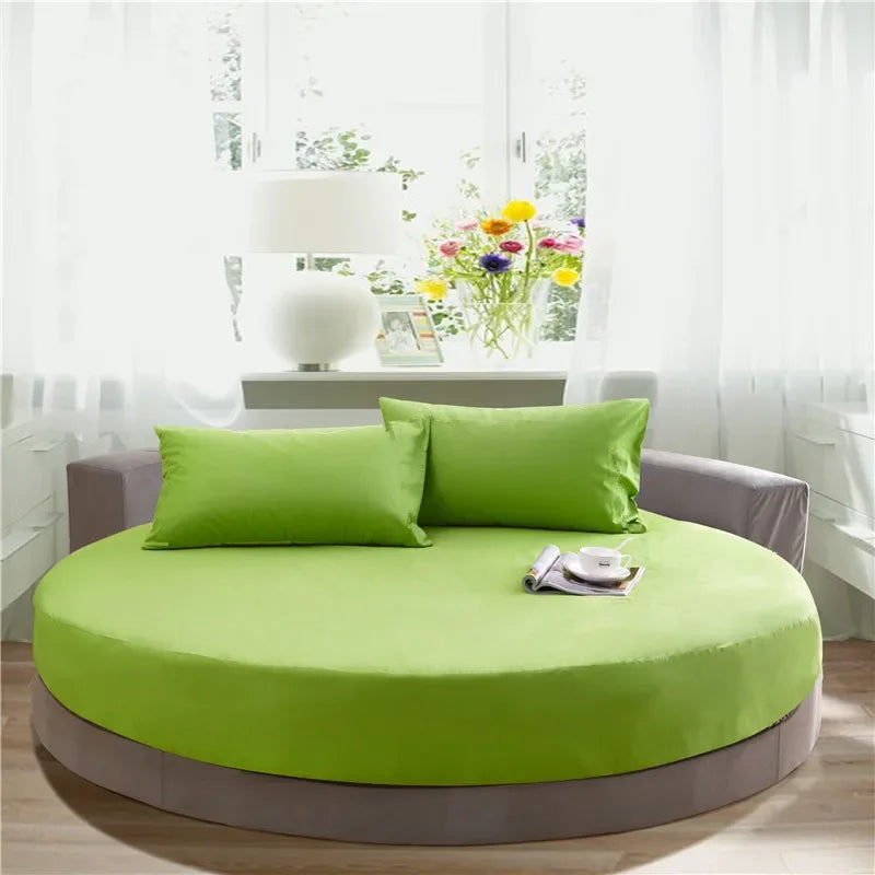 DecorBites™ Cotton Round Bed Sheet Set with Elastic Band, Soft & Skin-Friendly Fitted Sheets
