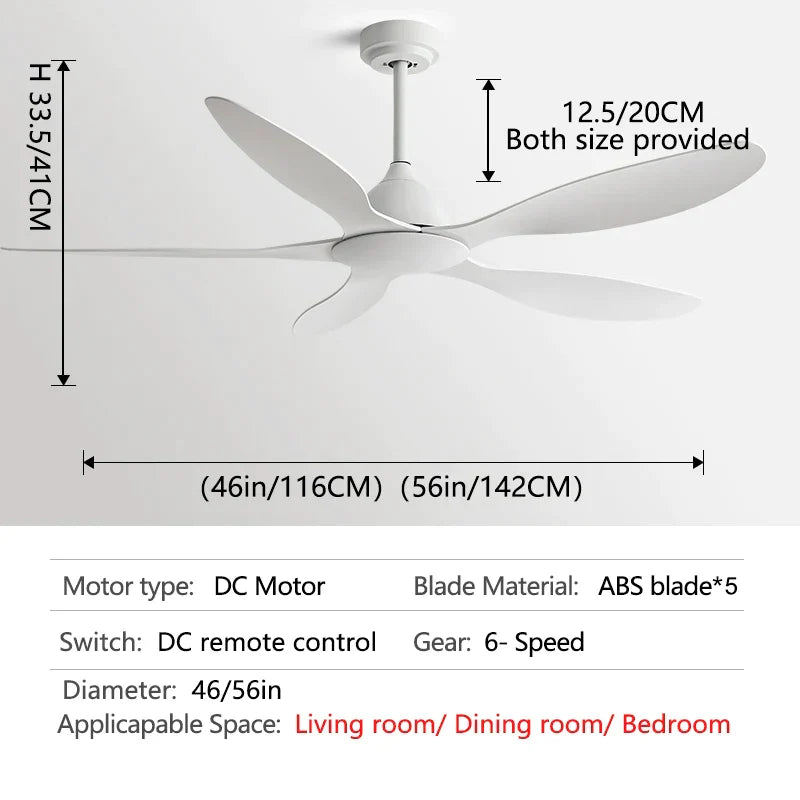 DecorBites™ 56-Inch Ceiling Fan: Modern, Remote Control, Commercial, Office, Industry, Non-Lamp Electric Fan