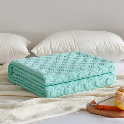 DecorBites™ Cotton Waffle Towel Quilt Single Blanket for Office & Picnics