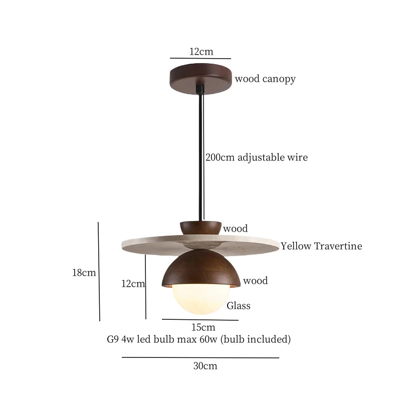 DecorBites™ Black Travertine LED Hanging Pendant Light - Nordic Modern Home Decor