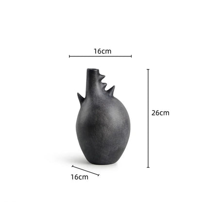 DecorBites™ Geometric Stoneware Vase Vintage Art Craft Home Decor Ornaments