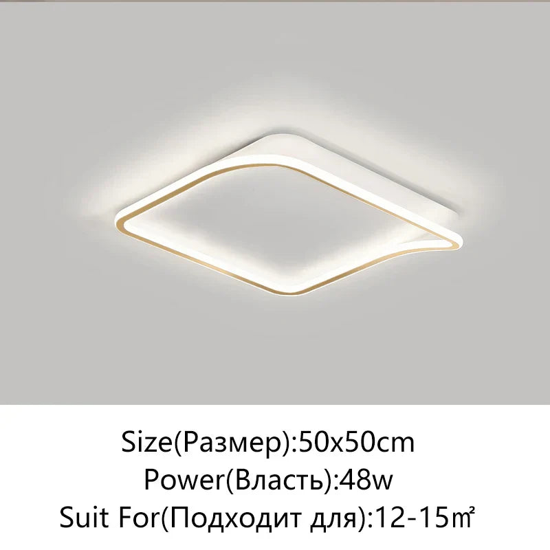 DecorBites™ Golden LED Ceiling Chandelier: Modern Simplicity for Living, Dining, and Bedrooms