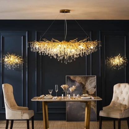 DecorBites™ Copper Branch Water Crystal Chandelier for Luxury Living Room and Salon