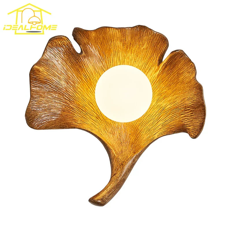 DecorBites™ Ginkgo Biloba Resin Wall Lamp LED Art Decor for Bedroom & Living Room