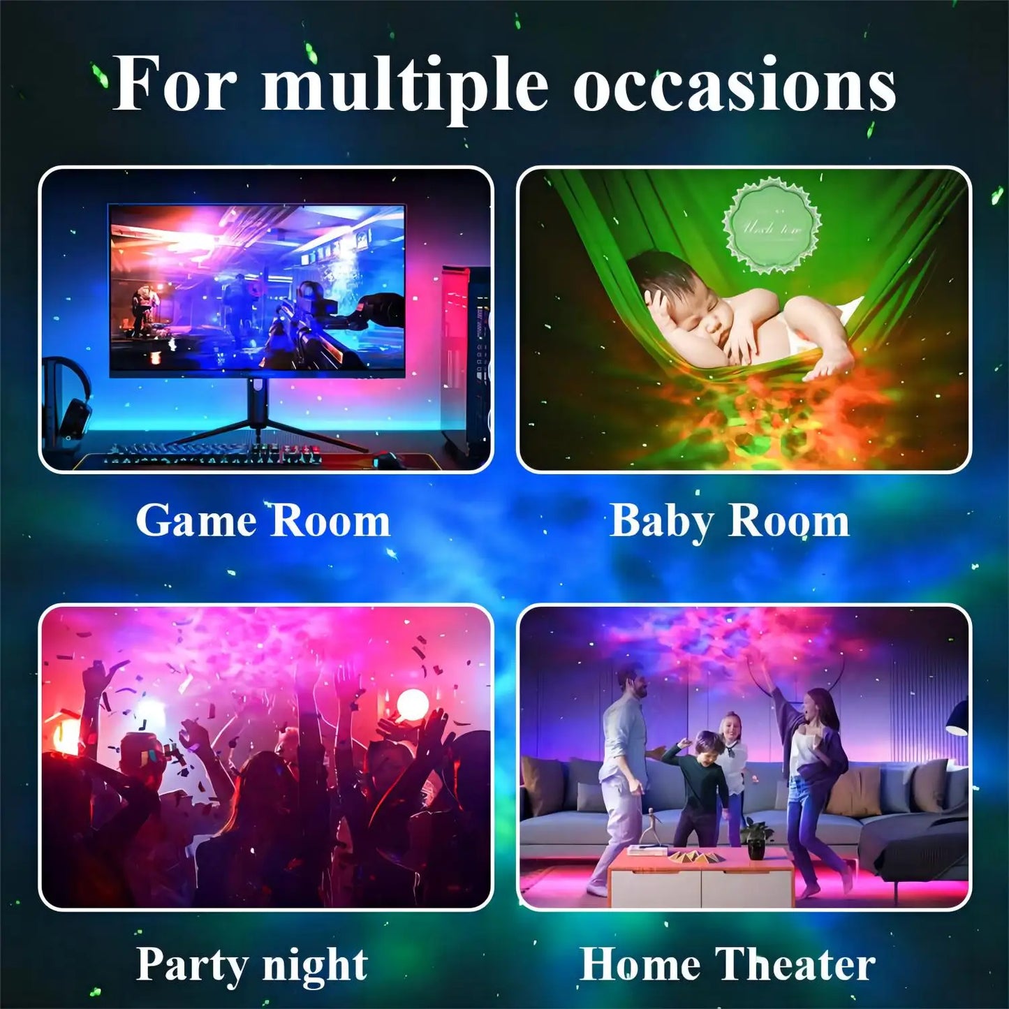 DecorBites™ Galaxy Star Projector Night Light Remote Control Timer Kids Gift