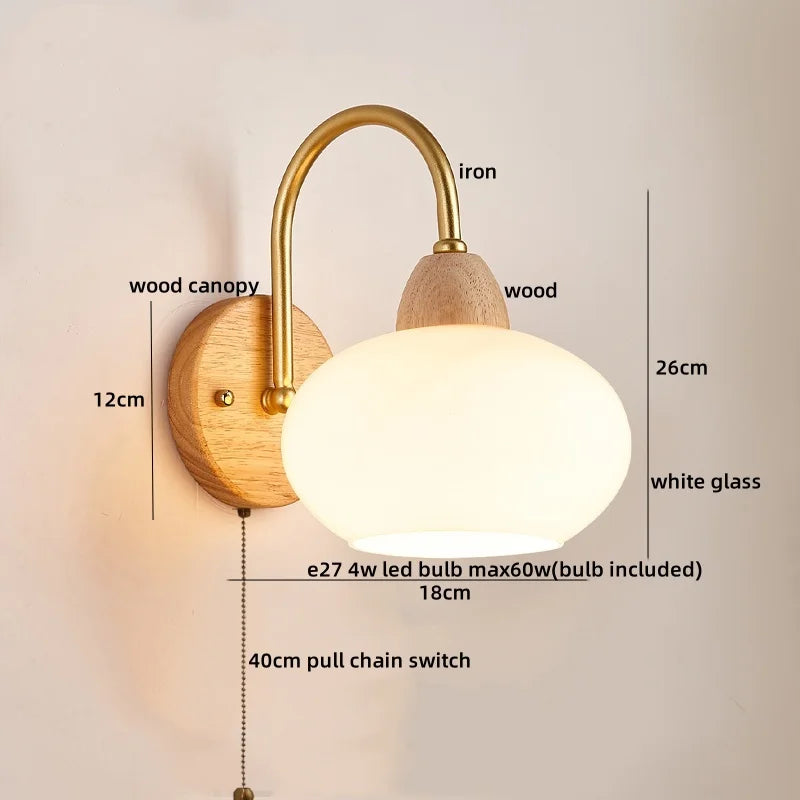 DecorBites™ Cotton LED Wall Lamps with Pull Chain Switch for Restaurant Living Room Bedroom