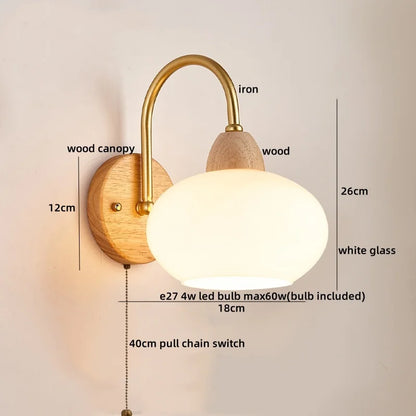 DecorBites™ Cotton LED Wall Lamps with Pull Chain Switch for Restaurant Living Room Bedroom