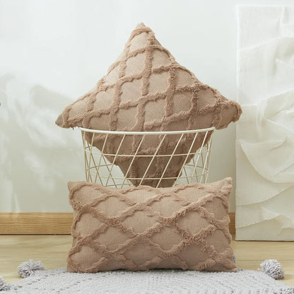DecorBites™ Embroidered Diamond Cushion Cover for Modern Living Room Decor