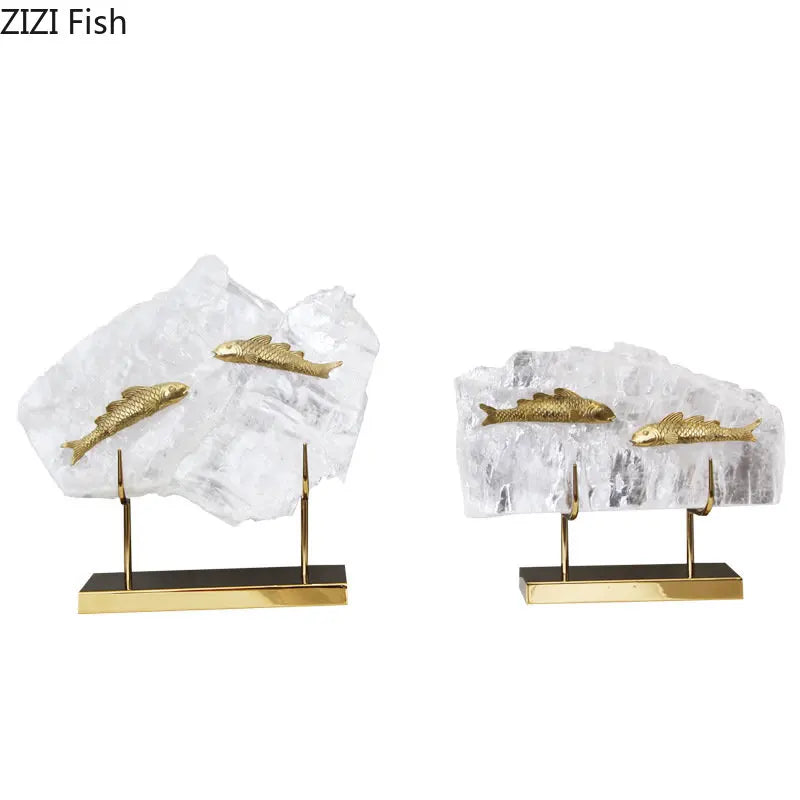 Gold Crystal Fish Ornament