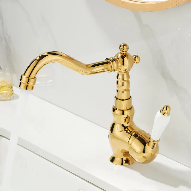 Gold Contemporary Sink Faucet