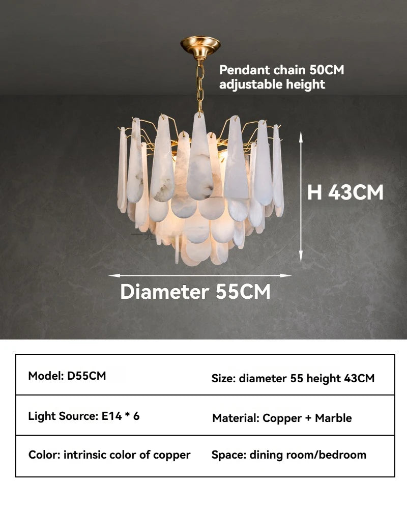 Copper Marble Pendant Light With E14 LED Bulb