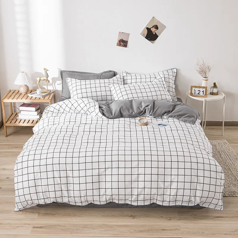 DecorBites™ Cartoon Printed Bedding Set: Soft Cozy Duvet Cover, Bedsheet, Pillowcase, Single Double Bedclothes