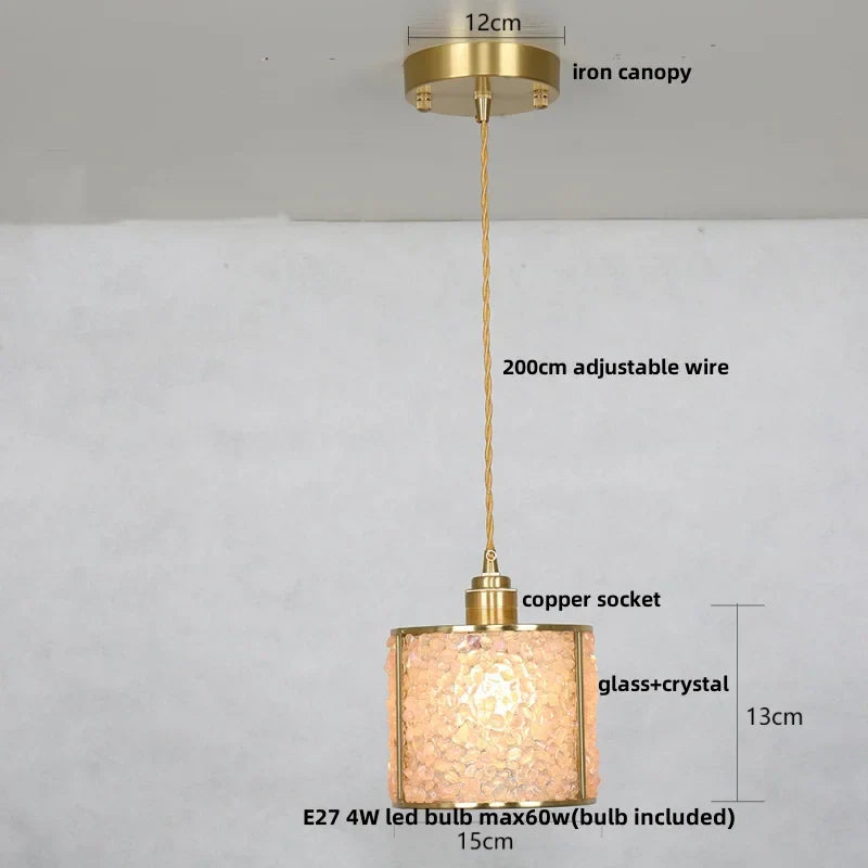 DecorBites™ Crystal Glass LED Pendant Light Fixture, Adjustable Height, Modern Luxury Design