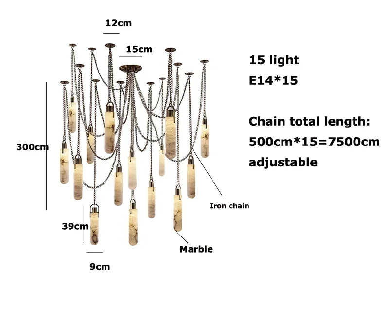 Gold Chrome Marble Chandelier
