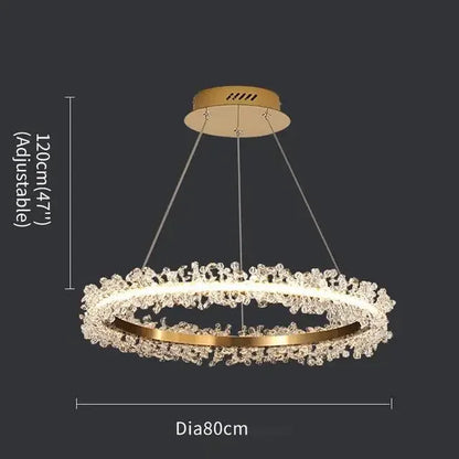 DecorBites™ Crystal Gold Ring LED Chandelier for Home Decoration Luxurious Living Room Dining Bedroom