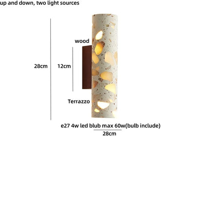 DecorBites™ LED Wall Sconce Modern Nordic Wood Canopy Terrazzo Bathroom Mirror Light