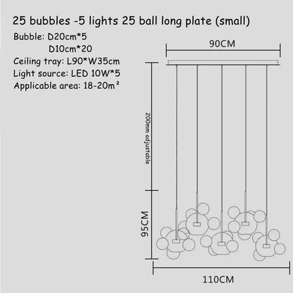 DecorBites™ Glass Bubble Chandelier: Modern Art Deco Customized Indoor Decor Light