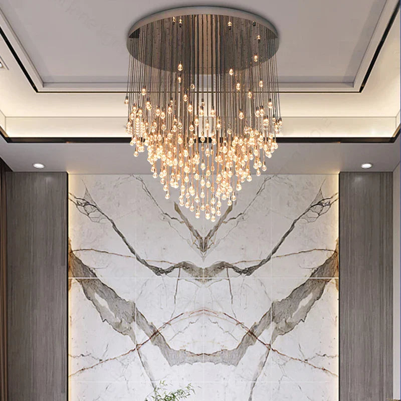 DecorBites™ Large Gold LED Crystal Ball Chandelier for Modern Luxury Living Room