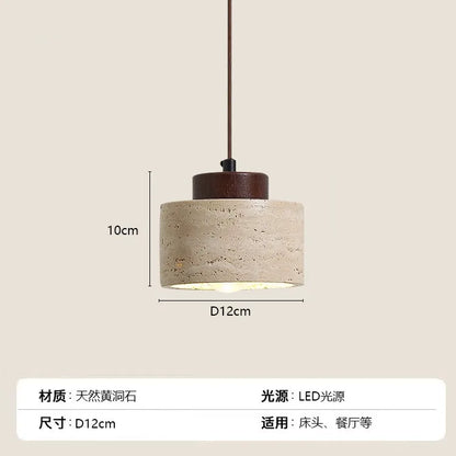 Modern Travertine Stone Pendant Light In Beige