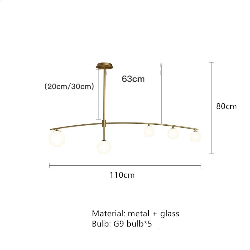 DecorBites™ Glass Ball Pendant Chandelier: Stylish LED Hanging Lights for Dining Room, Kitchen, & Bar.