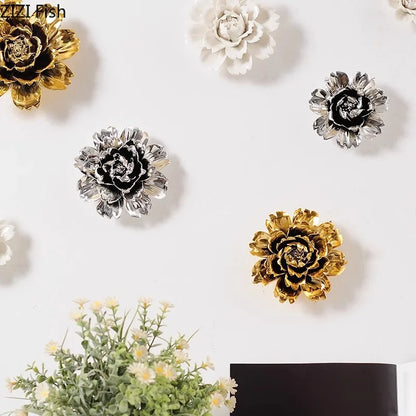 DecorBites™ Elegant Porcelain Peony Flower Wall Ornaments