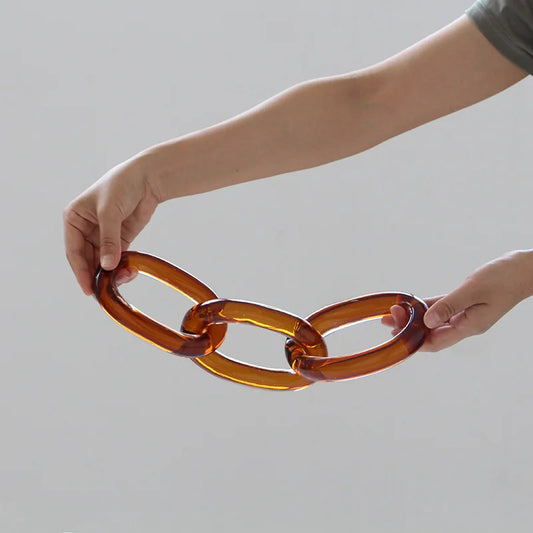 DecorBites™ Glass Handcrafted Chain Buckles: Transparent, Colored, Handmade Rope Decor for Home Accessories