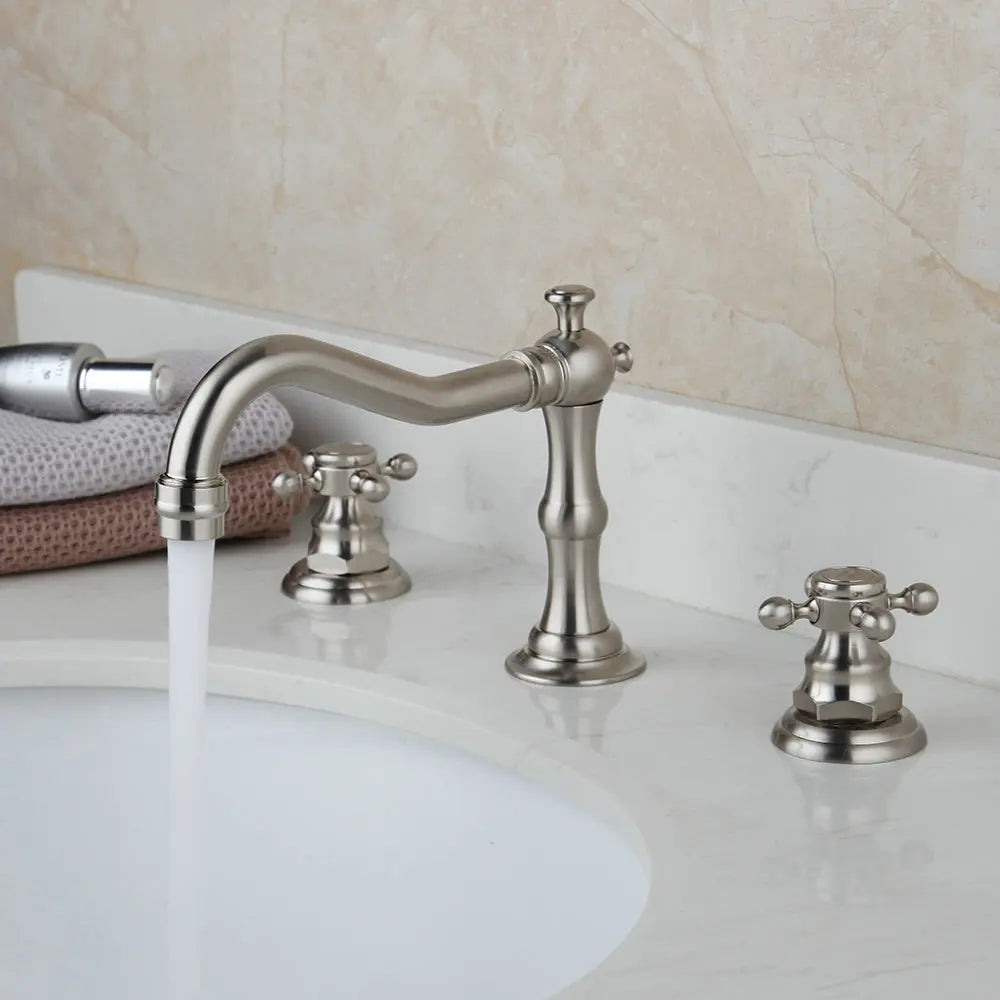 DecorBites™ Dual Handle Basin Faucet in Chrome Solid Brass with Antique Black Finish