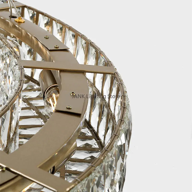 Crystal Ring Pendant Light Gold 2-Ring D100cm