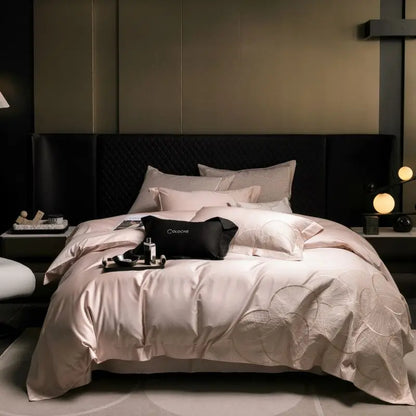 DecorBites™ Embroidered Egyptian Cotton Bedding Set - Queen/King, Luxury Bed Sheet & Pillowcases