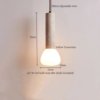 DecorBites™ Creative Stone LED Pendant Light Yellow Travertine Nordic Minimalism Hanging Lamp