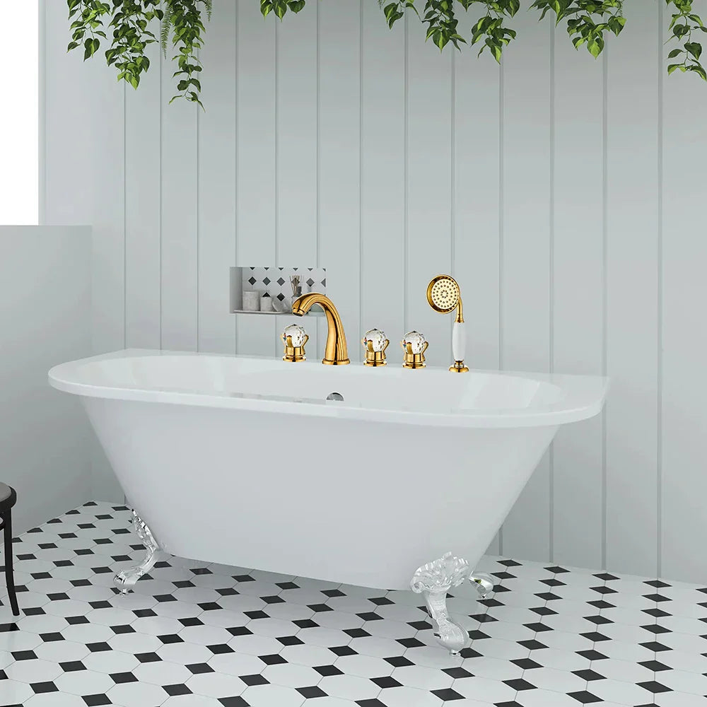 Gold Crystal Brass Faucet Set