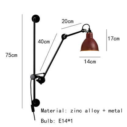 DecorBites™ Gras BL Wall Lamp: Adjustable Chrome Long Arm Reading Light