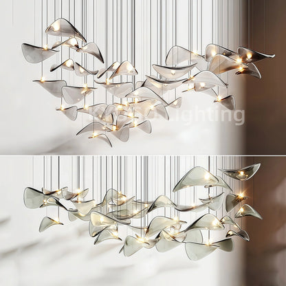 Nordic Lotus Leaf Art Glass Pendant Light