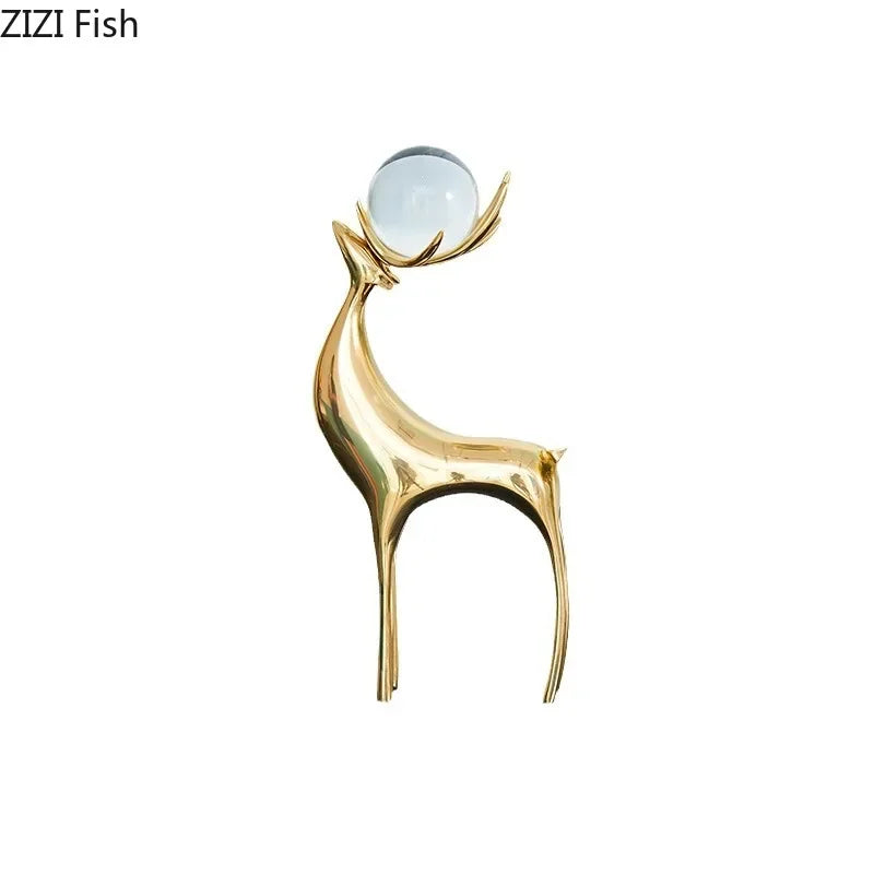 Gold Crystal Antler Sculpture