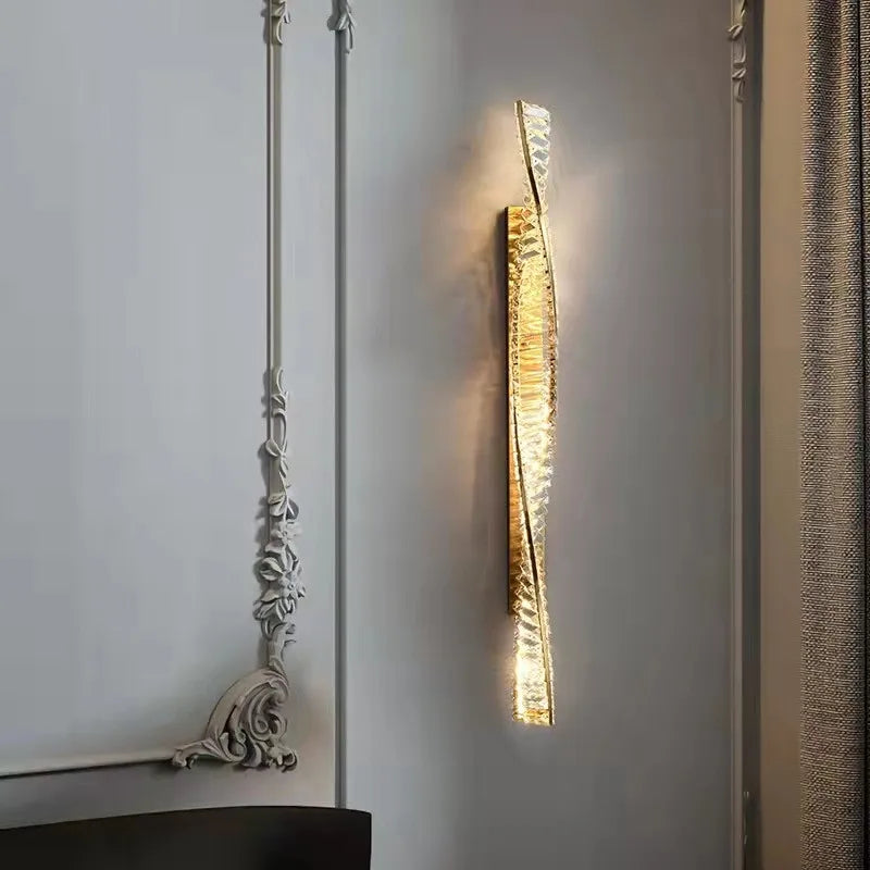 DecorBites™ Dimmable Crystal Wall Sconce | Luxury Gold Steel Light Fixture