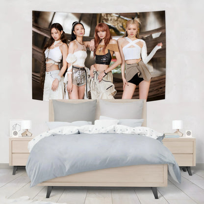 DecorBites™ Kpop Black Pink Girl Group Tapestry Banner Concert Decorative Painting