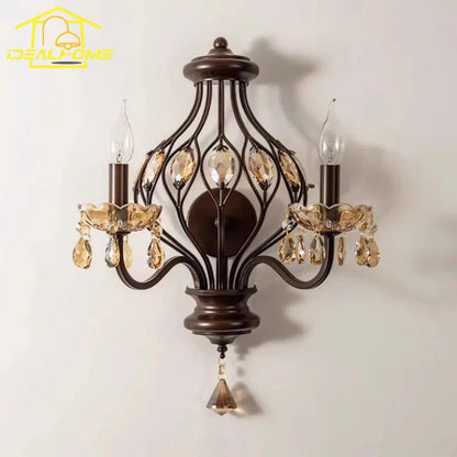 DecorBites™ Crystal Candle Wall Lamp LED E14 Iron Art Living Room Bedroom Bar