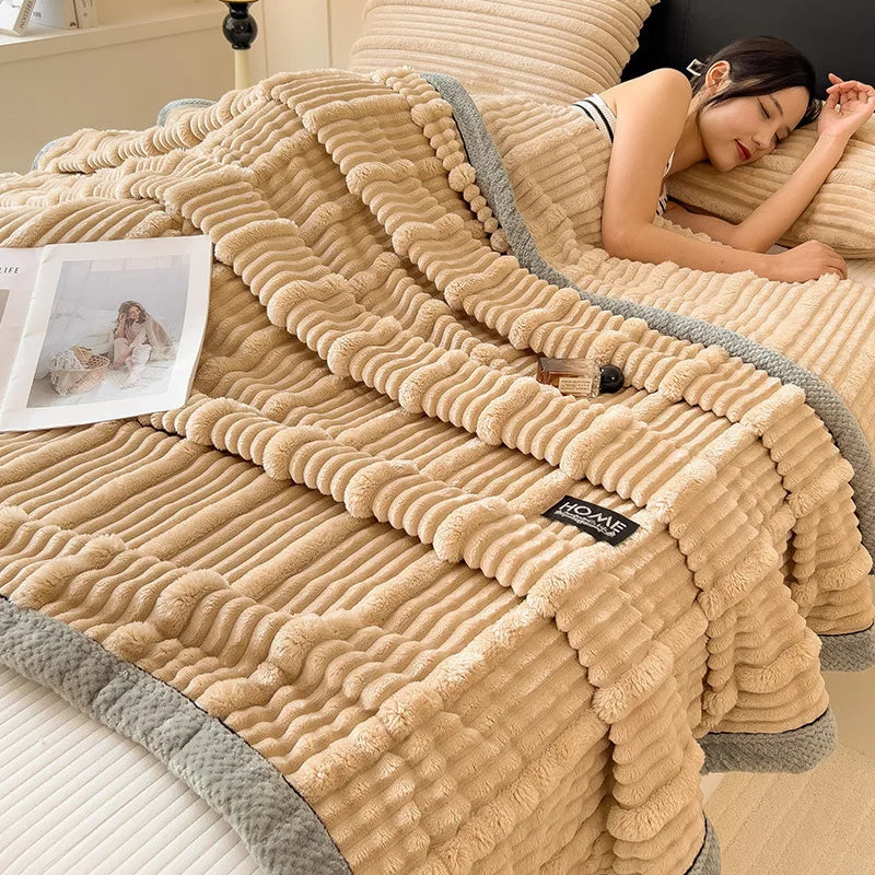 DecorBites™ Cozy Faux Rabbit Plush Blanket, Nordic Style, Thick & Warm, Super Soft Nap Shawl