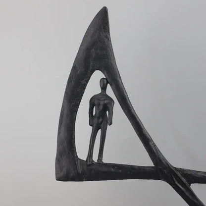 DecorBites™ Geometric Couple Cast Iron Figure Sculpture for Home Decor