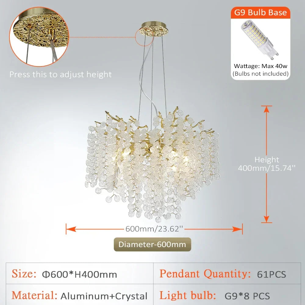 DecorBites™ Golden Money Tree Crystal Chandelier for Elegant Home Décor