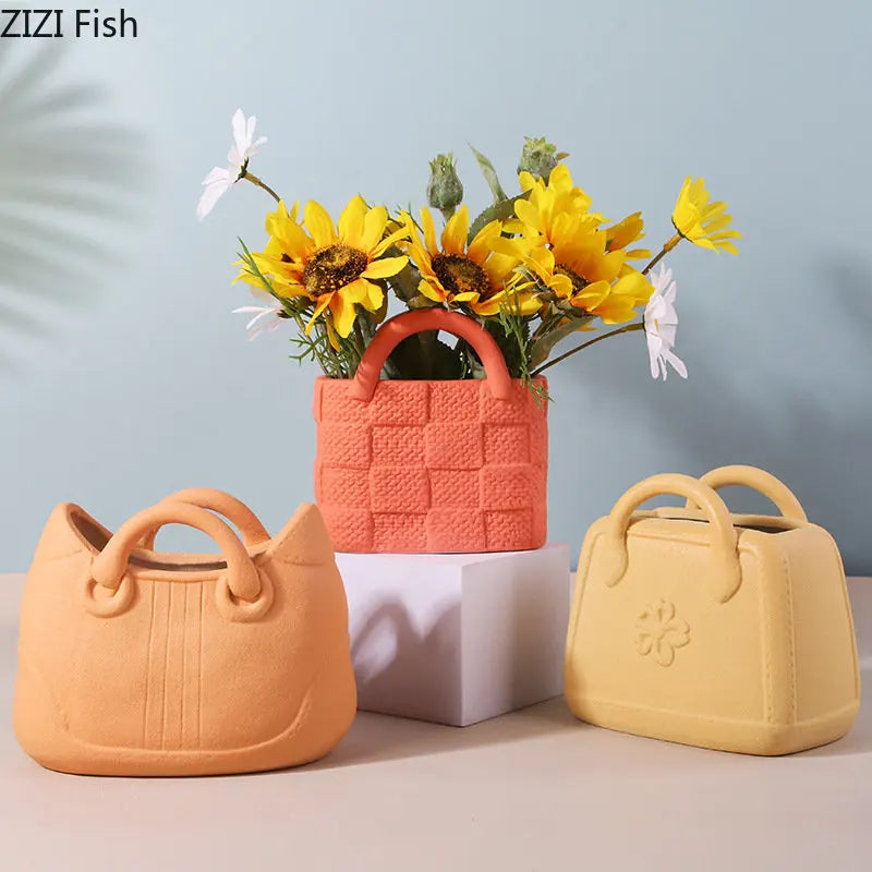 DecorBites™ Handwoven Ceramic Vase: Decorative Flower Pot for Home Décor and Floral Arrangement