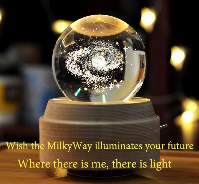 DecorBites™ Crystal Ball Music Box: Rotating Light Projection, Birthday & Valentine's Day Gift