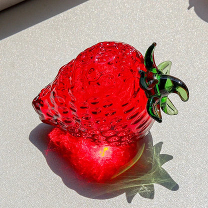 DecorBites™ Glass Red Strawberry Figurine Crystal Fruit Miniature Ornament Decor