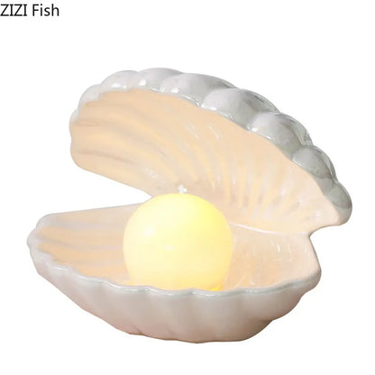 DecorBites™ Dream Pearl Ceramic Lamp Desk Decoration Modern Home Decor Ornaments Shell Storage Box