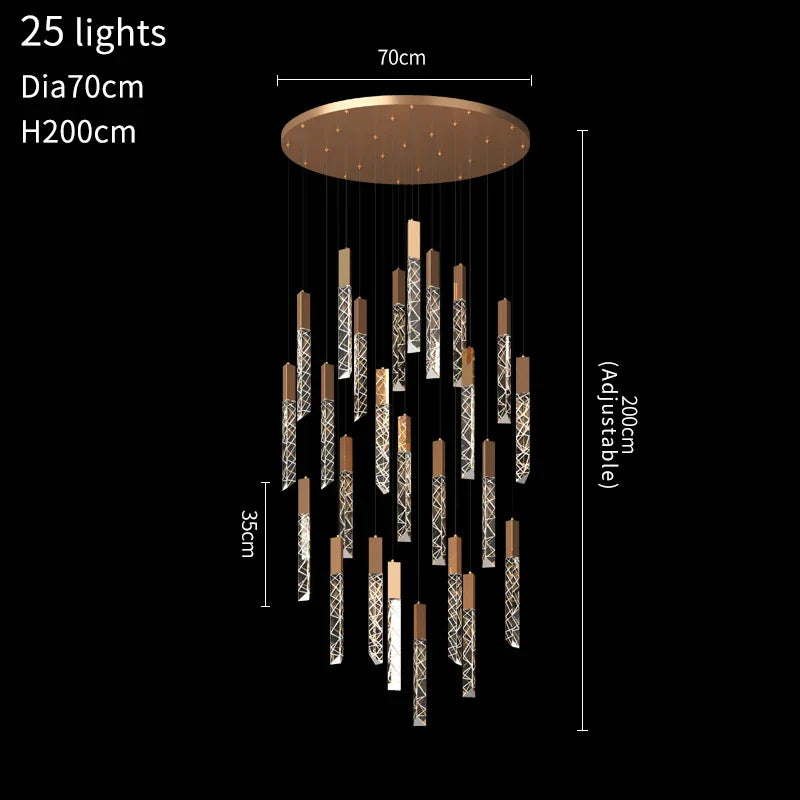DecorBites™ Crystal LED Chandelier: Stylish Staircase & Living Room Lighting