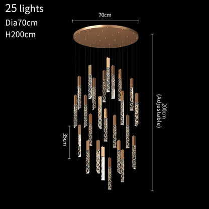 DecorBites™ Crystal LED Chandelier: Modern Luxury Staircase & Living Room Hanging Lamp