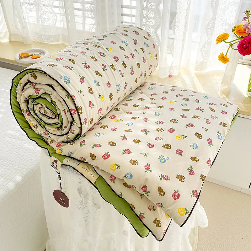 DecorBites™ Double Layered Soya Fibre Filling Quilt: Soft, Breathable, Grade A Maternal and Child Comforter
