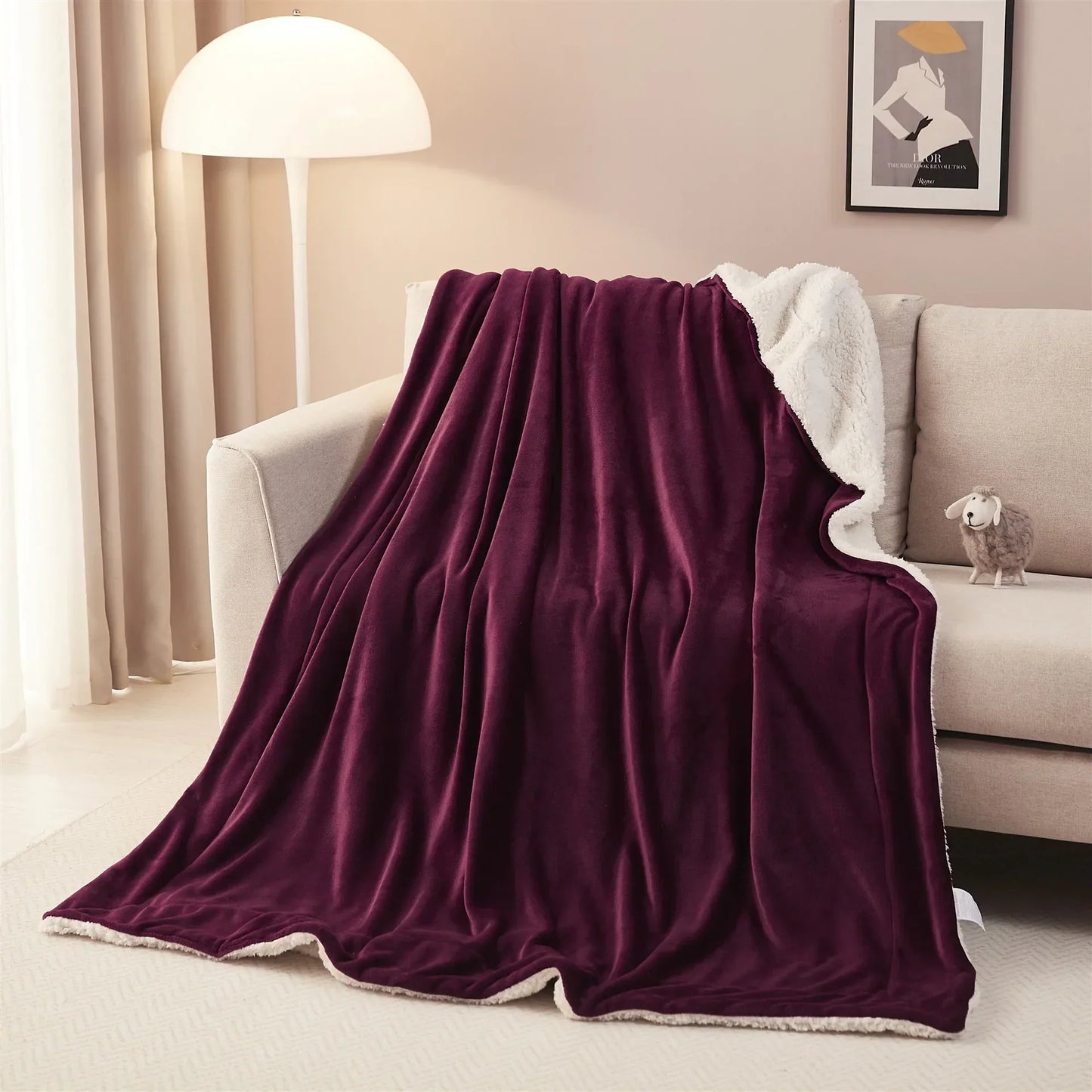 DecorBites™ Cozy Sherpa Twin Blanket: Super Soft Fleece & Velvet Plush Reversible Warm Winter Bed Blanket