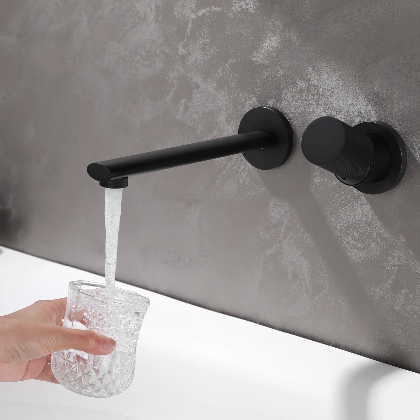 Luxury Rose Gold Wall Mounted Bathroom Faucet